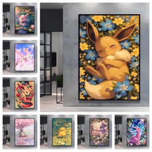 BILIBILI | DIY Japanese Classic Anime Pokemon Eevee Cute Cartoon Characters Diamond Painting Living Room Decorative Birthday Gift