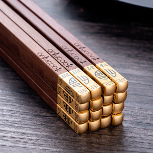 Onlycook ชุดตะเกียบไม้มะกานีใช้ในบ้านตะเกียบไม้แท้เครื่องใช้บนโต๊ะอาหารไม้สไตล์ญี่ปุ่นตะเกียบตัวอักษรฝูกันลื่นไม้จันทน์แดง