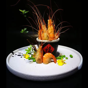 Creative New Dishware Steak Plate round Flat Plate Chinese Style Ceramic Dinnerware Underglaze Color Dinnerware from Mainland China