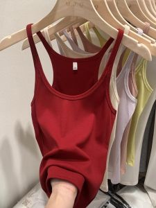 สไตล์สปอร์ต บาง สายคล้อง คอยูสีแดง เสื้อสายเดี่ยว ผู้หญิง เสื้อชั้นใน หวาน และเซ็กซี่ ฤดูใบไม้ผลิ ฤดูร้อน ยุโรป สไตล์อเมริกัน เสื้อกล้าม