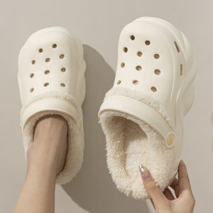 MIDANGDANG | Fleece Lined Thick Sole Increase Height Warm Removable Cotton Slippers