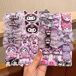Set 18Pcs Ikat Rambut Anak Kuromi Chinnamonroll Melody Lucu Korea (Tanpa Kartu Belakang)