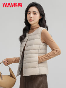 Slim Fit Short down Vest Womens Fashionable Versatile Jacket Light Weight Duck Duck Style Commute Polyester Fiber round Neck Single Button