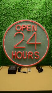 Elegant Acrylic Neon LED Sign "Open 24 Hours" for Storefront Decoration - Waterproof 2 Pin Plug
