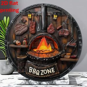 Vintage BBQ Metal Sign Heavy-Duty Iron Grill Wall Art Retro Outdoor Kitchen Decor
