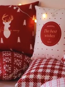 【Buy 3 Take 3】45x45cm Red Christmas Pillowcase Throw Pillow Case Cushion Cover Xmas Home Decor Free Shipping Merry Christmas Sofa Pillow Case Cotton Throw Pillow Case 6pcs Pillow Cover for Home Decor Cod