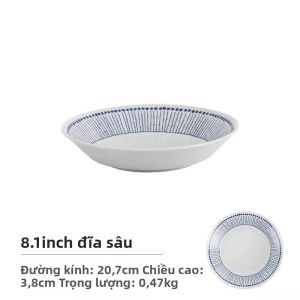 Mino Yaki | Bộ Bát Sứ Nhật Bản với Bát Salad Đĩa Thịt Bò và Đĩa Tráng Miệng