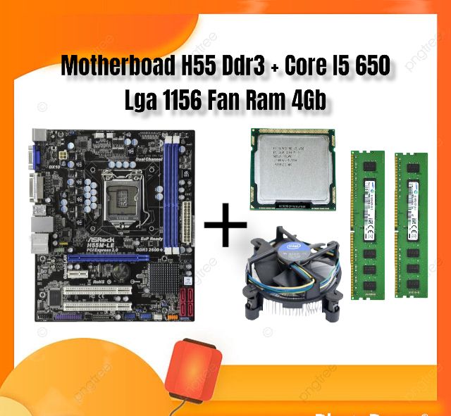 Mainboard H55 Ddr3 Paket Core I5 650 Ram 4gb (2gb 2x) Fan Lazada
