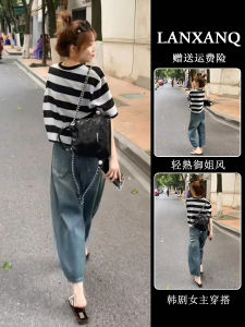 Summer Outfit Slimming Effect Micro plus Size Womens Two-Piece Set Vivacious Korean Style round Neck Short Sleeve Midi Dress