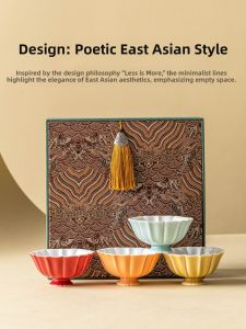 JISU | High-foot Lotus Petal Ceramic Tea Cup