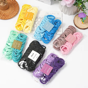 50pcs Hair Tie with Solid Color Girls Hair Tie High Elastic Rubber Band for Women Hair Accessories