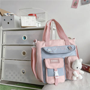 กระเป๋าสตางค์ผ้าใบนักเรียนขนาดใหญ่ กระเป๋าใส่หนังสือสำหรับนักเรียนชั้นมัธยมต้น กระเป๋าสะพายไหล่แบบสะพายข้างสำหรับเด็กและเยาวชน