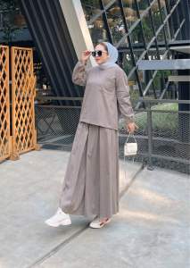 Mokuma-Setelan Rok Wanita Lengan Panjang Ld 120cm Brand Logo Saku Bordir