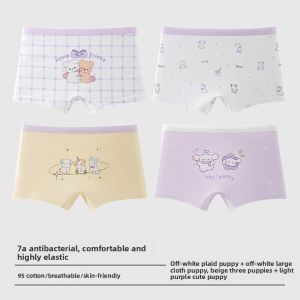 miiow | Antibacterial Pure Cotton Girls Underwear Cartoon Print Baby Short Pants Comfortable Breathable Mid Waist Briefs For Kids