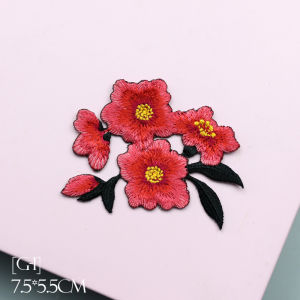 Fashionable Embroidered Cherry Blossom Patch Iron on Fabric Sticker DIY Sewing Accessories Floral Pattern Clothing Repair