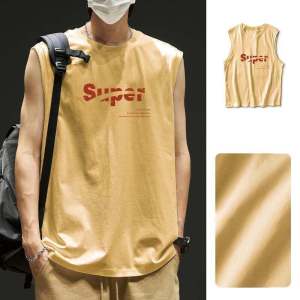 INS BBT ผู้ชายฤดูร้อนใหม่แฟชั่นผ้าฝ้ายเสื้อกล้ามเหงื่อสําหรับคู่สบายๆสบายแขนกุดเสื้อยืด