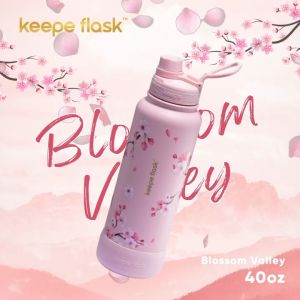 Keepe Flask 3D Sakura Tumbler Vacuum Wide Mouth Flask with Spout Lid Japanese Cherry Blossom Insulated Double Wall Hydration Water Bottle