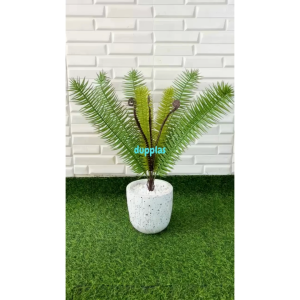 Pohon Hias Tanaman Artificial Pakis Hutan X12 Latex Pot Terracota Putih Motif Hujan Dekorasi Cafe Pajangan Sudut Ruangan