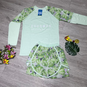 Bikini đồ bơi nữ đồ đôi cho mẹ và bé gái quần đùi áo tay dài kín đáo che nắng họa tiết nhiều màu đẹp BINSPORTS BB073