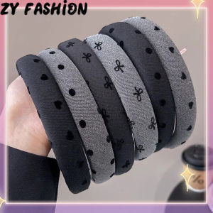 แถบคาดศีรษะฟองน้ำลายจุดสีดำและสีเทาแบบเรียบง่ายแฟชั่น Zy สำหรับผู้หญิงแฟชั่นสไตล์เกาหลีที่คาดศีรษะโฟมล้างหน้าสำหรับเด็กผู้หญิง