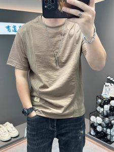 Áo Thun Nam Tay Ngắn Mùa Hè 2025 Mỏng Bằng Vải Lanh Tay Lửng Dáng Ôm Vừa Vặn Chất Liệu Cotton Polyester Thường Ngày