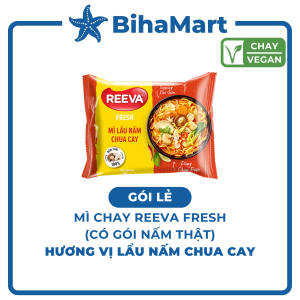 [GÓI LẺ] - UNIBEN - Mì chay Reeva Fresh hương vị Lẩu nấm chua cay (có gói nấm thật) Mì chay Reeva ăn liền (85g/gói)