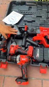 Bộ Combo 3 Máy Gồm Máy Khoan Đục Bê Tông Máy Khoan Pin Và Máy Mài Dùng Pin 199V 2 Pin 15 Cell (Bảo Hành 1 Năm)