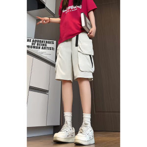 Quần Short Lụa Băng Nam Mùa Hè Mỏng Thể Thao Ngoài Trời Quần Ống Đứng Màu Xám Quần Ống Rộng Cạp Vừa Quần Áo Bảo Hộ Lao Động