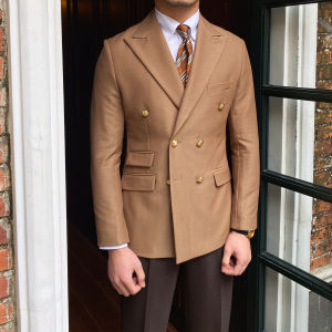 Mr. Lusan Fall and Winter Homemade British Breze Suit Outwear Mens Retro Suit Business Casual Double Row Single West