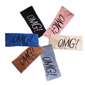 OMG Embroidered Headband Elastic Wide Hairband Soft Non-slip Sports Sweatband Fashion Hair Accessories for Yoga Running Daily