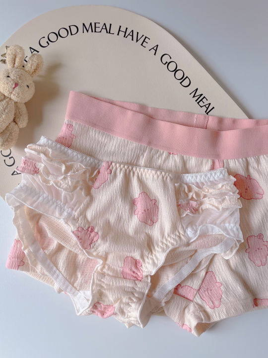 Underwear%20Set%20Female%20Male%20Pink%20Cartoon%20Print%20mid%20Waist%20Polyester%20Fiber%20Youth%20Couples%20Briefs%20Flat%20Angle%20Pants%20-%20Image%202