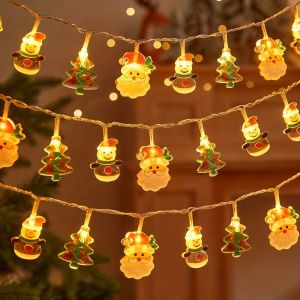 3/6M Cartoon Christmas Santa Claus LED String Light Xmas Tree Hanging Ornaments Christmas Decoration For Home New Year Kids Gift