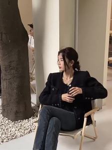 Áo Khoác Dệt Vải Tuýt Thời Trang Nữ Cổ Tròn Thiết Kế Đơn Hàng Nút Cao Cấp Sang Trọng Kiểu Dáng Quý Phái Áo Khoác Ngoài Trang Trọng Dành Cho Các Sự Kiện Xã Hội.