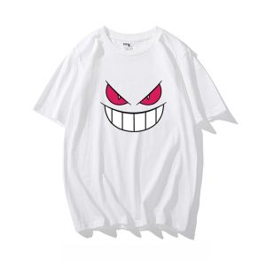 Bandai | Bandai Pokémon Gengar Printing Tee Pure Cotton T-shirt Mens Summer Fashion Oversize Street Casual Y2K Tops Streetwear Clothing