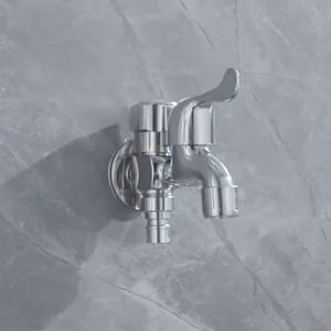 Kran Cabang Chrome [G] Keran Air Shower Mandi Double Mesin Cuci Tembok