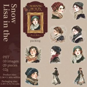 20Pcs Morning Glory Collection Scrapbook Supplies Sunrise Daily Sticker Pack Cold Cheerless French Character 145*86mm
