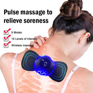Hailicare EMS Mini Portable Electric Pulse Neck Massager 8 Modes Meridian Cervical Shoulder Muscle Stimulator Pain Relief With 5 Pads Stickers