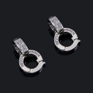 2 Chiếc Mạ Vàng 18K Đồng Thau Mặt Dây Chuyền Móc Khóa Khảm Zircon Kết Nối Cho Dây Làm Đồ Trang Sức Làm Kim Loại Đồng