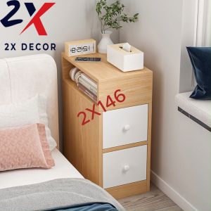 Tủ đầu giường nhỏ gọn không tốn diện tích trang bị 2 ngăn kéo và 1 ngăn mở để đồ 2X Decor- 2X146