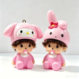 Sanrio | kitty Monchhichi Doll Detachable Hats Can Be Hung On Bags Cute Decorative Small Gifts for couples’ birthdays and present-giving