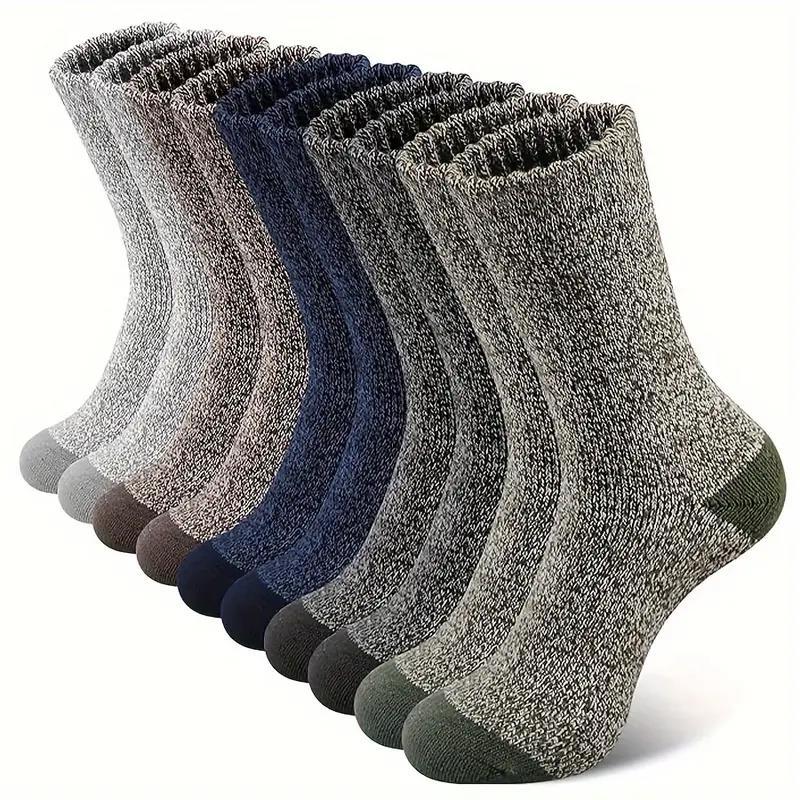 5 Pairs Merino Wool Mid-Calf Socks for Men And Women Winter Thermal Thickened Lined Outdoor Sports Towel Sock For Hiking Camping