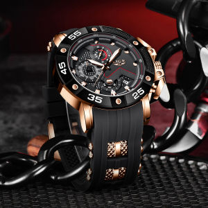 LIGE Men Watches Original Case Large Dial Watch Men Sports Waterproof Chronograph Quartz Watch for Men + Box
