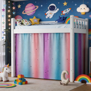 Bunk Bed Curtains - Loft Bed Curtains Privacy Bottom Bunk Bed Curtain Breathable Bunk Bed Canopy for Students Hollow Stars