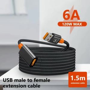120W 6A Sạc Nhanh Cáp Nối Dài USB 3.0 Nữ Sang 2.0 Nam Mở Rộng Cho Máy Tính Laptop Sạc Điện Thoại Cáp Dữ Liệu
