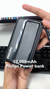 Philips 20000mAh Power Bank 45W Fast Charging PD QC3.0 Fast Charging Built-in USB-C Braided Cable Portable Charger for iPhone Power bank for Android Tablet Universal Powerbank