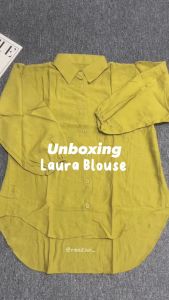 PROMOSI Laura Blouse Atasan Wanita Full Kancing Oversize // Kemeja Wanita Bahan PoloLinen halus.....