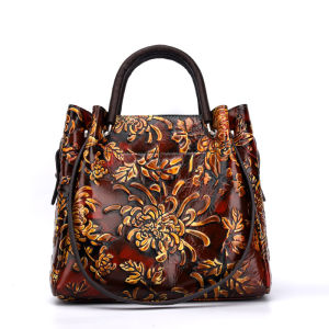 Retro Embossing Fashion Women Bags Genuine Leather Handbag Top Layer Leather One-Shoulder Crossbody Bag Casual Textured Small Square Bag