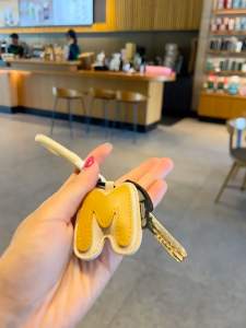 Cartoon Letter Keychain Rope Buckle Design Pu Leather Material Creative Pendant Set Neutral Accessories