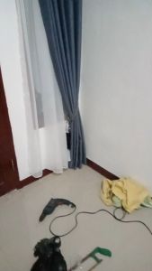 Gorden Jendela Minimalis Untuk Ruang Tamu Motif Polos Emboss Bahan Kain Blackout Model Smokring