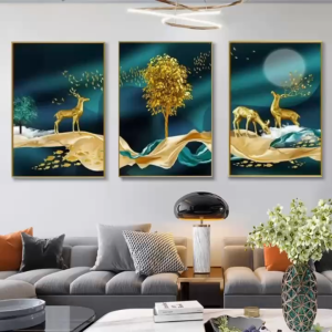 Triptych Abstract Modern Mural Art Porcelain Mural Wall Decor For Bedroom Dining Room